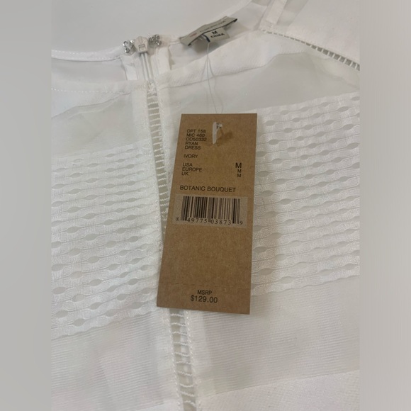 Cremieux Ryan Dress Botanic Bouquet White Full Skirt Semi Sheer Dress M (bin J) - Picture 6 of 13